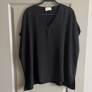 Dress Up Black V-Neck Boxy Tunic Top